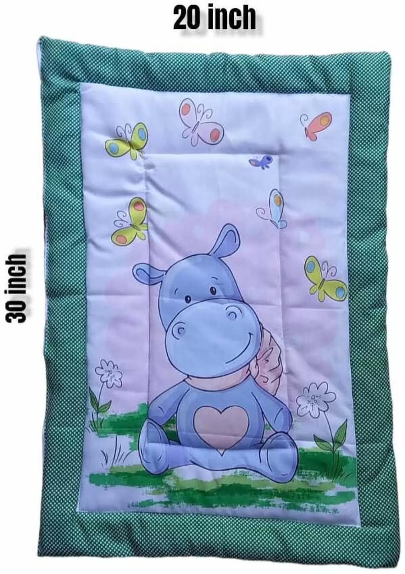 SmallBerry™ Combo Newborn Baby Pom Pom Cotton Baby Bed | Godari | Cradle Bed | Crib Sheet | Changing Mat Baby Godadi | Godari | Bedding Set | Mattress_Hippo - Image 4