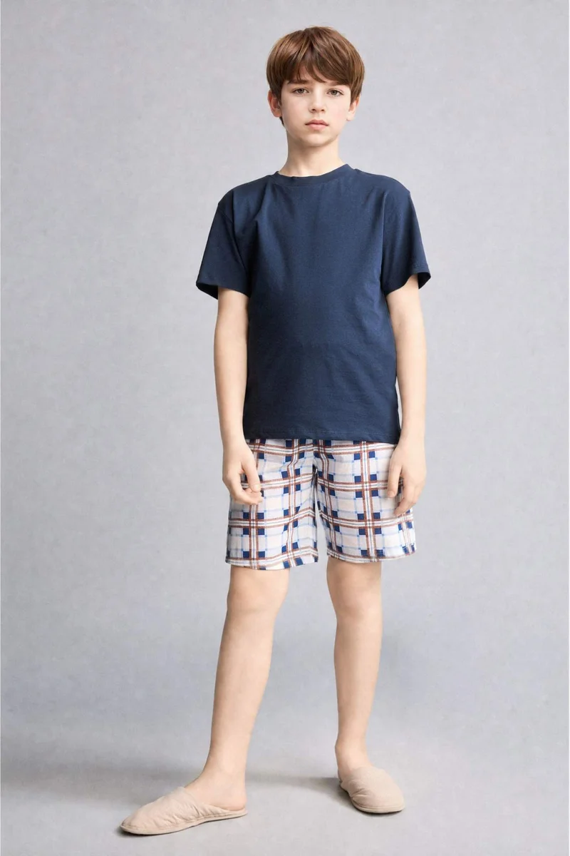 Defacto Boy Regular Fit Patterned 2 Piece Pajama Set