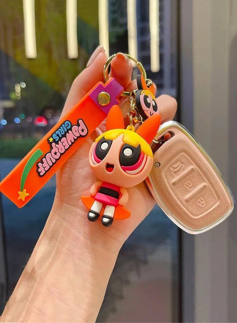 باورباف جيرلز سلسلة مفاتيح بتصميم فتيات القوه مثالي للاستخدام كميدالية مفاتيح أو زينة للشنطة قطعه واحده بشخصية بلوسوم - Image 1