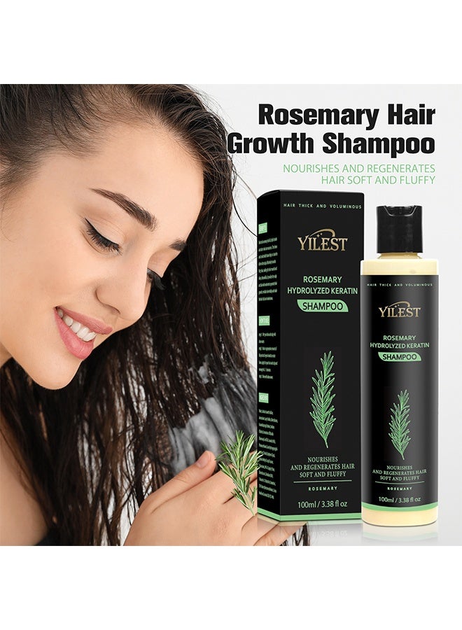 YILEST Rosemary Hydrolyzed Keratin Shampoo，Organic Rosemary Hair Growth Shampoo,Natural Thickening & Strengthening Shampoo with Hydrolyzed Keratin for Thinning Hair & Hair Loss,Unisex 100ml - Image 1
