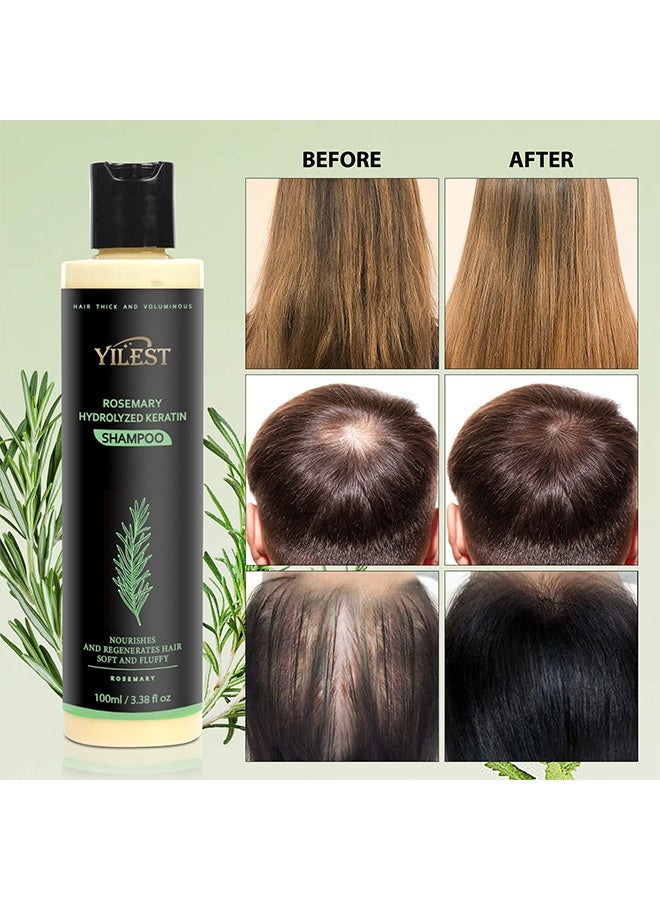YILEST Rosemary Hydrolyzed Keratin Shampoo，Organic Rosemary Hair Growth Shampoo,Natural Thickening & Strengthening Shampoo with Hydrolyzed Keratin for Thinning Hair & Hair Loss,Unisex 100ml - Image 5