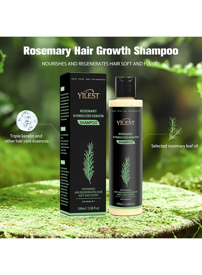 YILEST Rosemary Hydrolyzed Keratin Shampoo，Organic Rosemary Hair Growth Shampoo,Natural Thickening & Strengthening Shampoo with Hydrolyzed Keratin for Thinning Hair & Hair Loss,Unisex 100ml - Image 2