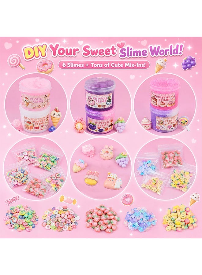 بيوينتي 6 Pack Slimes, Ice Cream Premade Slime Box for Kids, Butter Cloud Crystal Slime Kit with Charms, Toys for Girls Boys, Birthday Party Favors Goodie Bag Stuffers, Ages 3 4 5 6 7 8 9 10 11 12 - Image 2