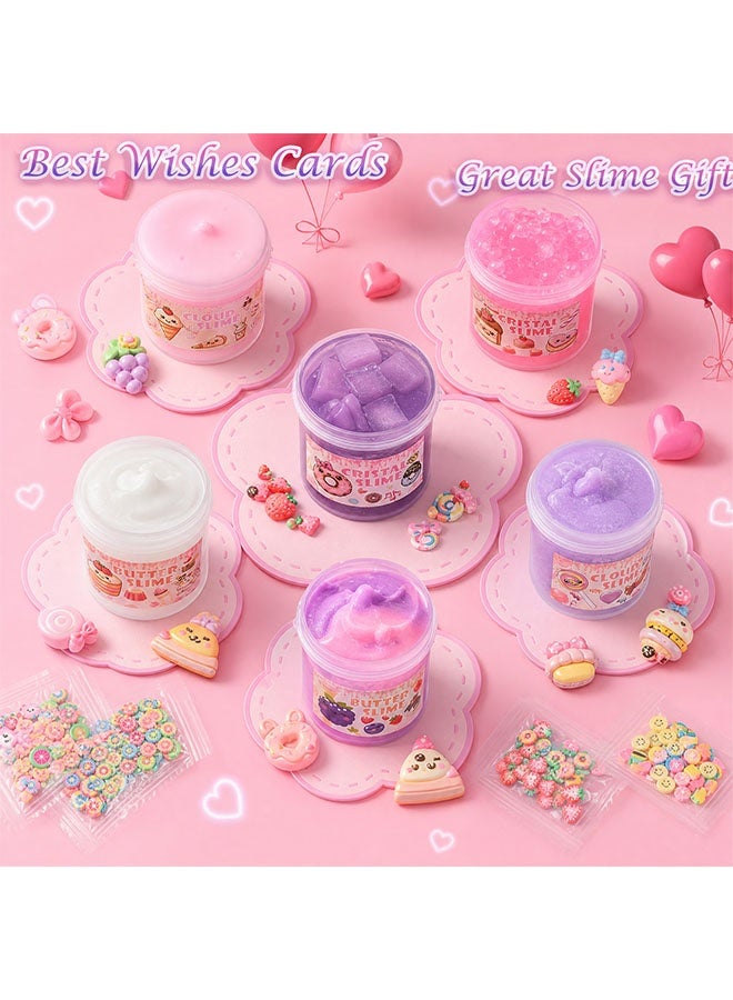 بيوينتي 6 Pack Slimes, Ice Cream Premade Slime Box for Kids, Butter Cloud Crystal Slime Kit with Charms, Toys for Girls Boys, Birthday Party Favors Goodie Bag Stuffers, Ages 3 4 5 6 7 8 9 10 11 12 - Image 4
