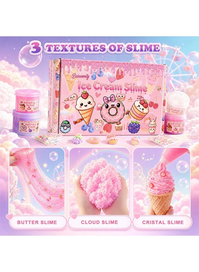 بيوينتي 6 Pack Slimes, Ice Cream Premade Slime Box for Kids, Butter Cloud Crystal Slime Kit with Charms, Toys for Girls Boys, Birthday Party Favors Goodie Bag Stuffers, Ages 3 4 5 6 7 8 9 10 11 12 - Image 5