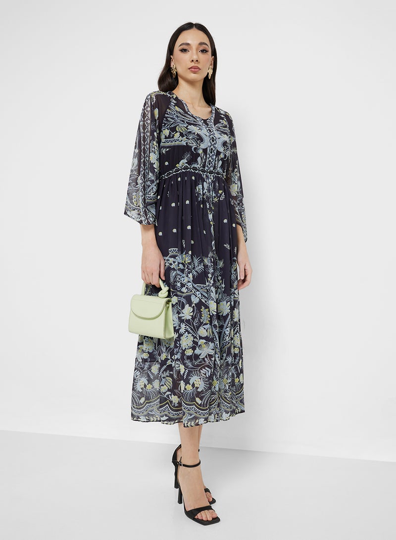 ELLA Floral Chiffon Dress - Image 1