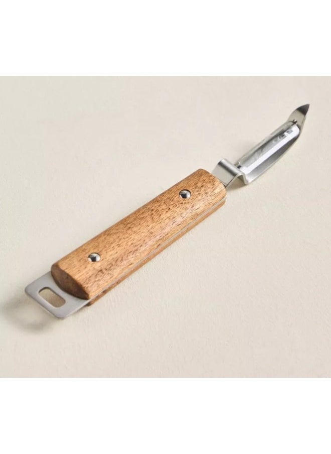 FALMER 2 in 1 I-Shaped Peeler for Fruits and Vegetables, Rotary Peeler, Vertical Peeling Knife, Horizontal Peeling Knife, Wooden Handle and Stainless Steel Head with Hanging Hole  - Image 3