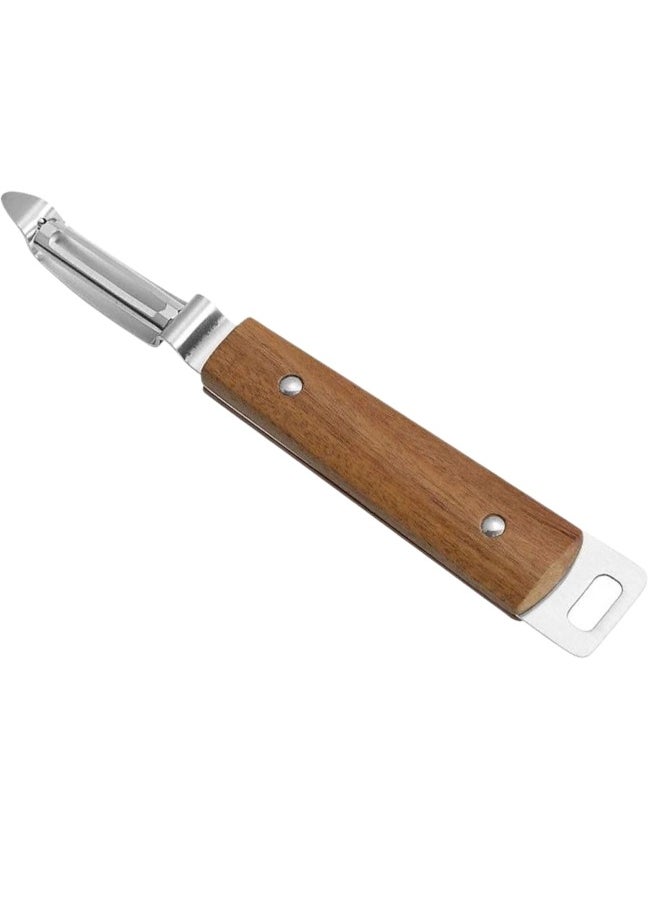 FALMER 2 in 1 I-Shaped Peeler for Fruits and Vegetables, Rotary Peeler, Vertical Peeling Knife, Horizontal Peeling Knife, Wooden Handle and Stainless Steel Head with Hanging Hole  - Image 2