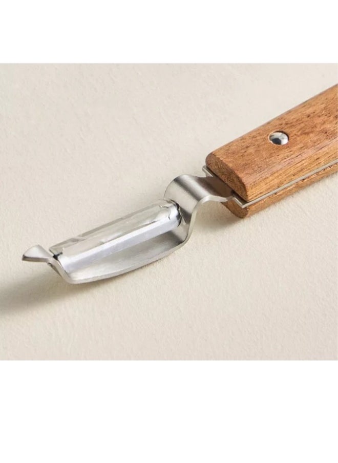 FALMER 2 in 1 I-Shaped Peeler for Fruits and Vegetables, Rotary Peeler, Vertical Peeling Knife, Horizontal Peeling Knife, Wooden Handle and Stainless Steel Head with Hanging Hole  - Image 4