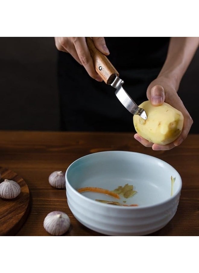 FALMER 2 in 1 I-Shaped Peeler for Fruits and Vegetables, Rotary Peeler, Vertical Peeling Knife, Horizontal Peeling Knife, Wooden Handle and Stainless Steel Head with Hanging Hole  - Image 5