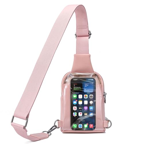 INICAT Sling Bag for Women Touchscreen Small Crossbody Cell Phone Purse Fanny Pack(Pink Small) - Image 1