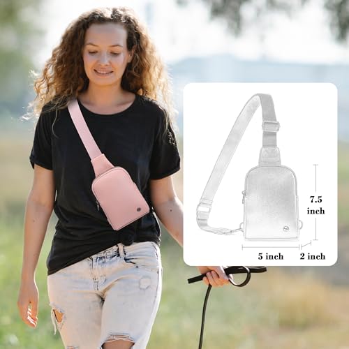INICAT Sling Bag for Women Touchscreen Small Crossbody Cell Phone Purse Fanny Pack(Pink Small) - Image 2