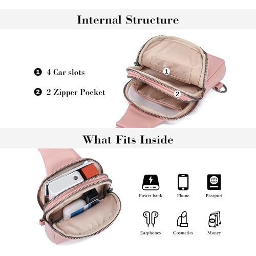 INICAT Sling Bag for Women Touchscreen Small Crossbody Cell Phone Purse Fanny Pack(Pink Small) - Image 4
