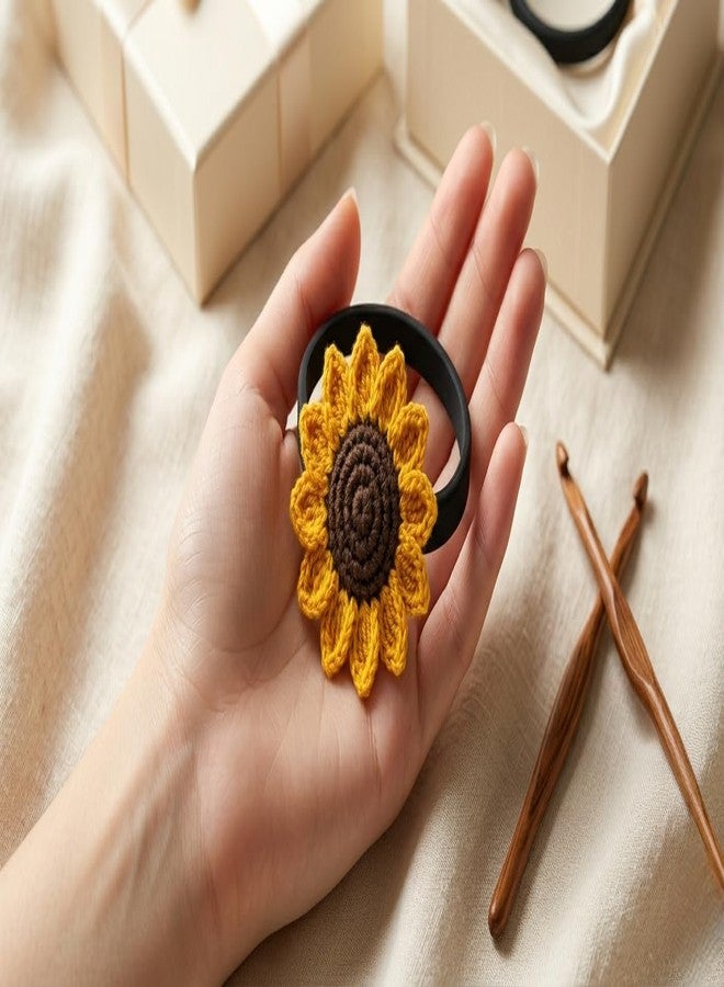 craftelio Handmade Crochet Sunflower Hair Tie for Women & Girls | Aesthetic Scrunchie Ponytail Holder | Soft Elastic Hair Band | Cute Floral Hair Accessory | Boho Gift for Birthday, Daily Wear - Image 5