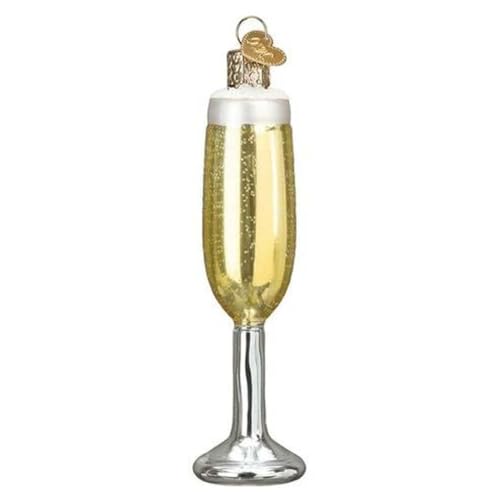 Old World Christmas Champagne Flute Glass Blown Ornament for Christmas Tree, Handcrafted Holiday Decoration, Adult Beverages Collection - Image 2