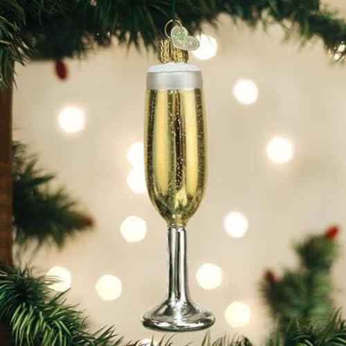 Old World Christmas Champagne Flute Glass Blown Ornament for Christmas Tree, Handcrafted Holiday Decoration, Adult Beverages Collection - Image 3