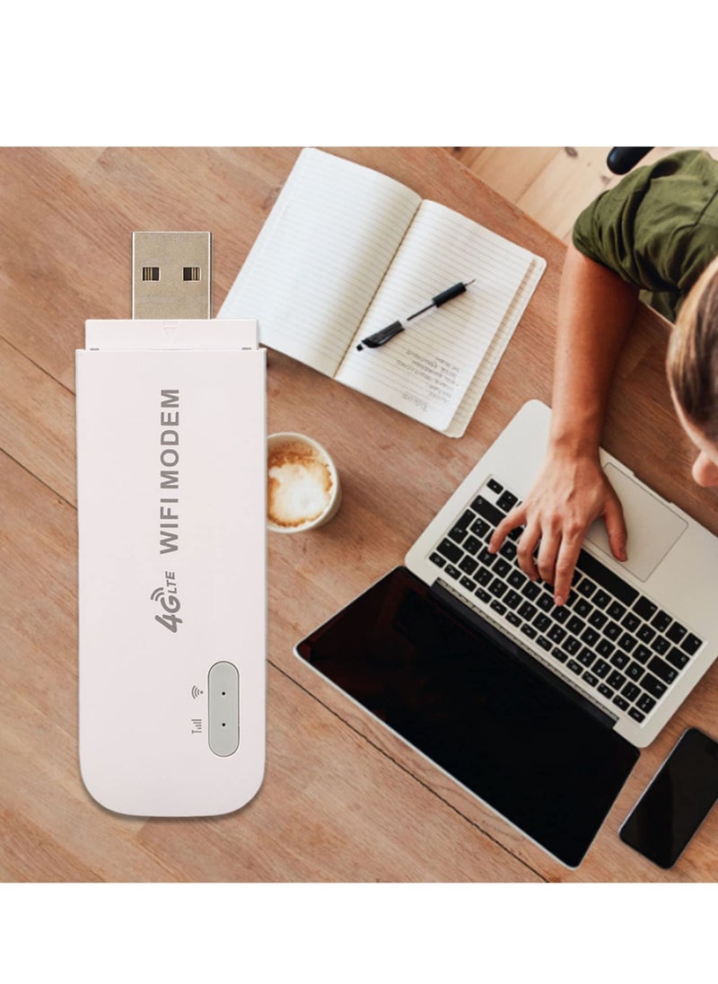 Arabest - Portable 4G Router, 4G LTE USB Wifi Modem Smart Router with SIM Card Slot White Travel Mobile Wifi Hotspot Wireless Network Router Support 10 Devices for Mobile Phone Laptop - Image 1