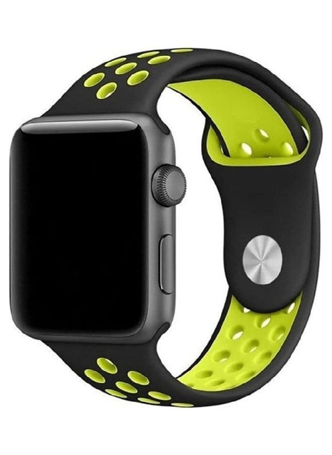 vesus - Silicone Nike Design Sport Band For Apple Watch 42 44 45Mm Black/Green - Image 1