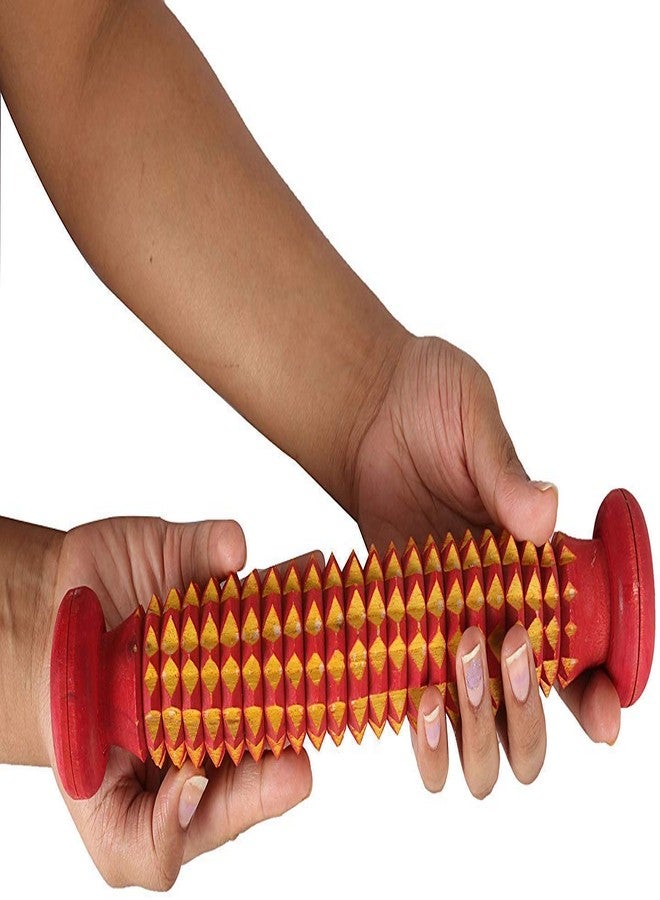 AHCS Accu-pressure Wooden Foot Plain with Karela Roller and Sujok Finger Ring Kit Combo Pack of 3 Items - Image 2