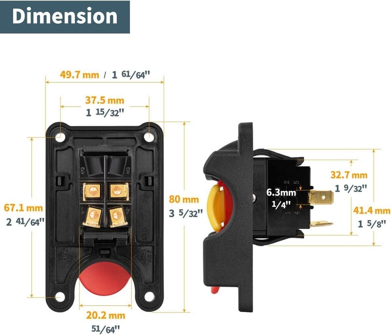 POWERTEC 72101 Push Block and Push Stick 5-pc Set and 120V/230V Safety Locking Switch for Table Saws, Router Tables, Band Saws & Jointers, Hand Protection Push Tools for Woodworking - Image 2