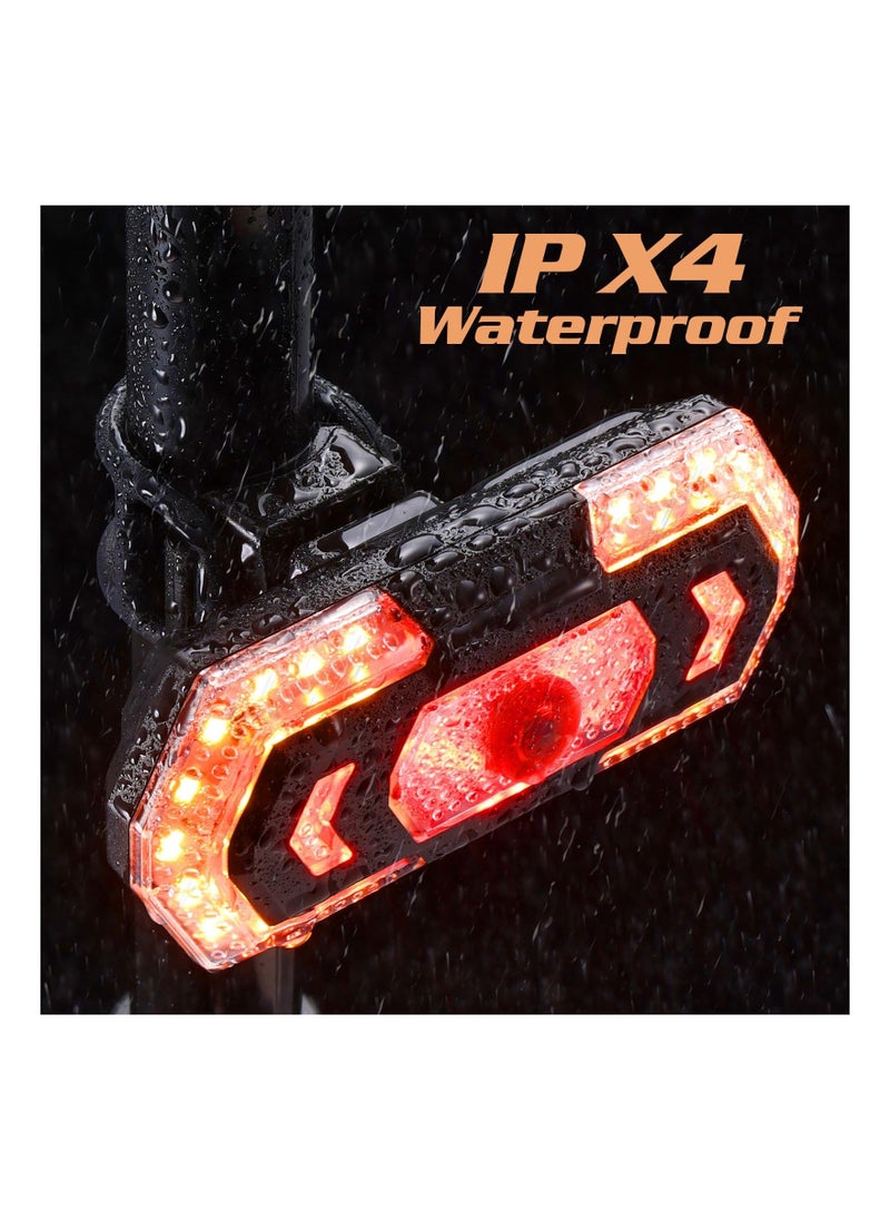 Bike Tail Light with Turn Signals, USB Rechargeable Bicycle Blinker with Remote Control Waterproof Bike Taillight Remote Taillight for Night Cycling [Upgrade 5 Modes/8 Modes with Ground Lane Laser]