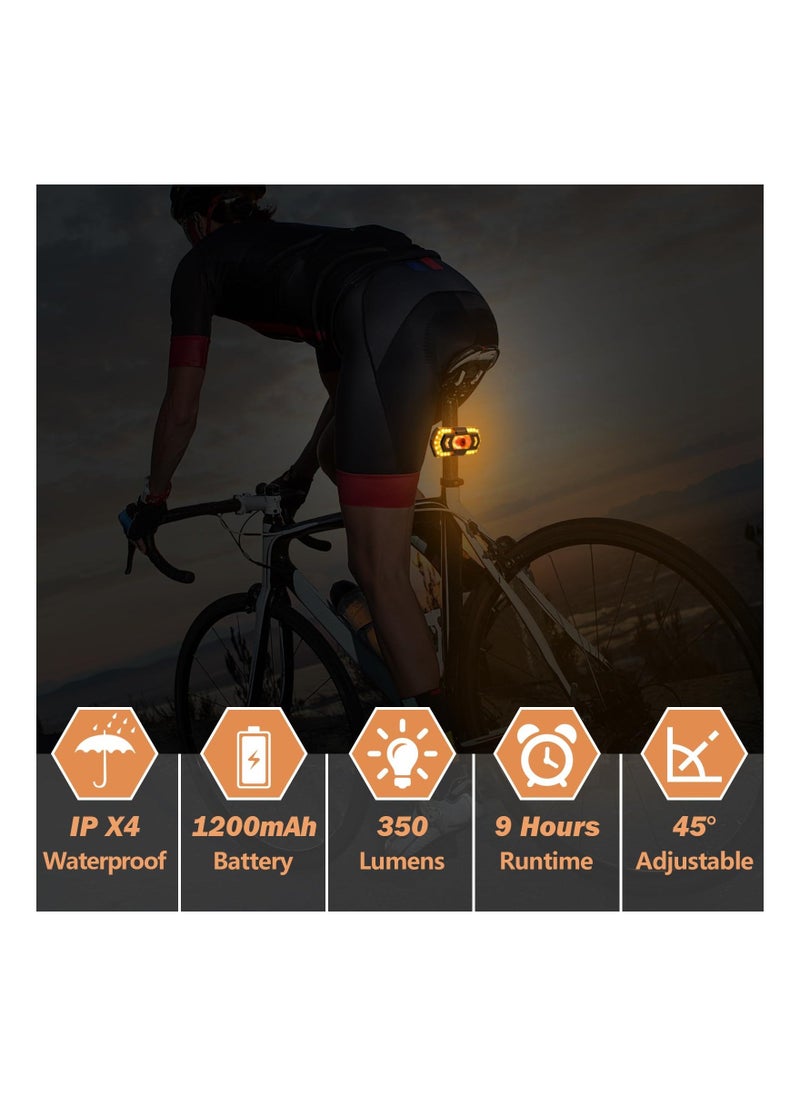 Bike Tail Light with Turn Signals, USB Rechargeable Bicycle Blinker with Remote Control Waterproof Bike Taillight Remote Taillight for Night Cycling [Upgrade 5 Modes/8 Modes with Ground Lane Laser]