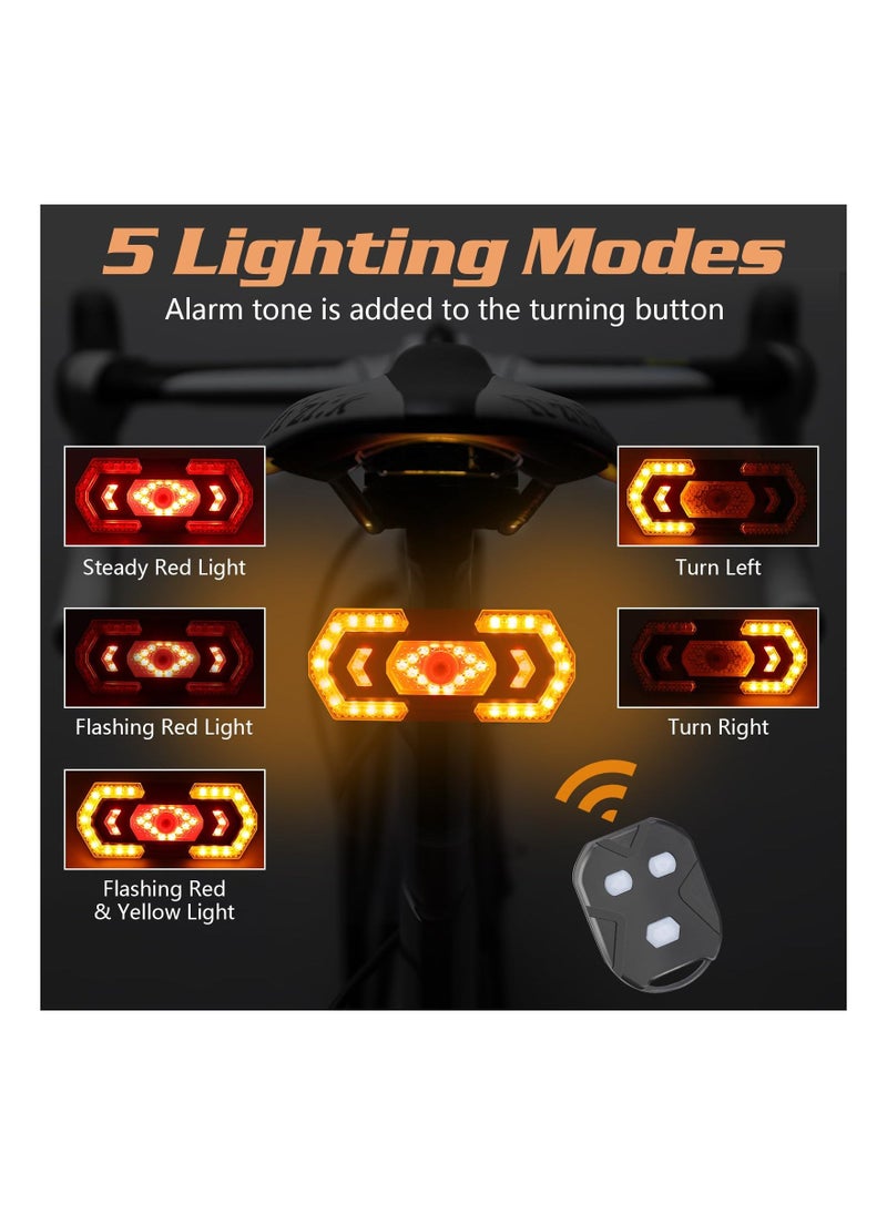 Bike Tail Light with Turn Signals, USB Rechargeable Bicycle Blinker with Remote Control Waterproof Bike Taillight Remote Taillight for Night Cycling [Upgrade 5 Modes/8 Modes with Ground Lane Laser]
