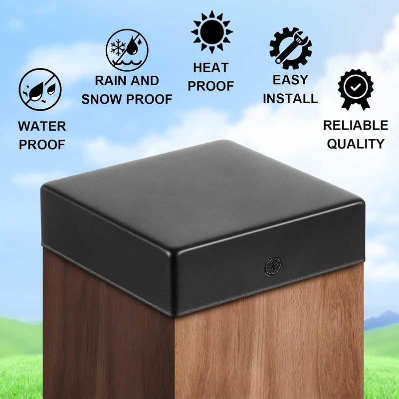 Pelopy 10 Pcs 4 x 4" Flat Pyramid Post Cap for True 3-1/2" x 3-1/2" Wood Posts Black Galvanized Powder Coated Steel Weatherproof Caps Cover for Decks, Porches, or Corridors Mailbox - Image 3
