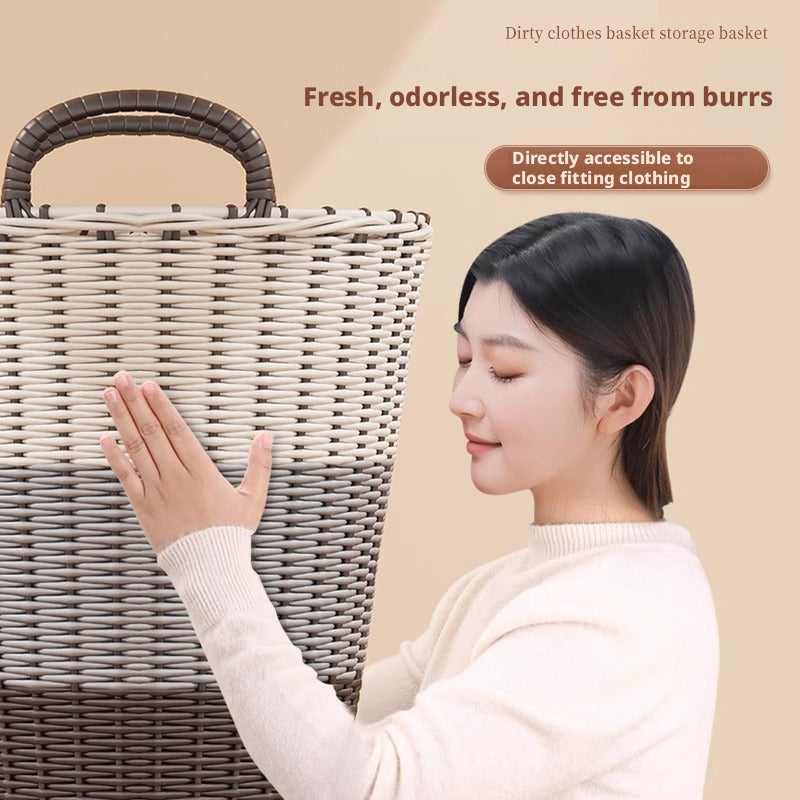 Wicker Laundry Basket, Handwoven Storage Basket for Home - Image 4