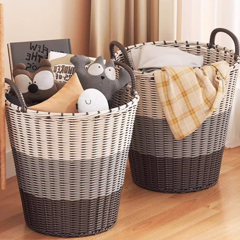 Wicker Laundry Basket, Handwoven Storage Basket for Home - Image 2
