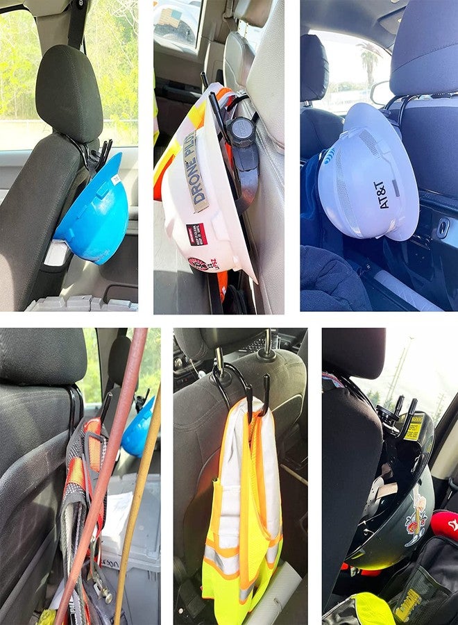 Pmsanzay Universal Over The Seat Hard Hat Rack,Hard Hat Holder Back Seat Hanger Headrest Hook - Strong & Flexible - Simple, Easy to Bend into The Needed Shape and Holds Hard hat and Vest with Ease. - Image 4