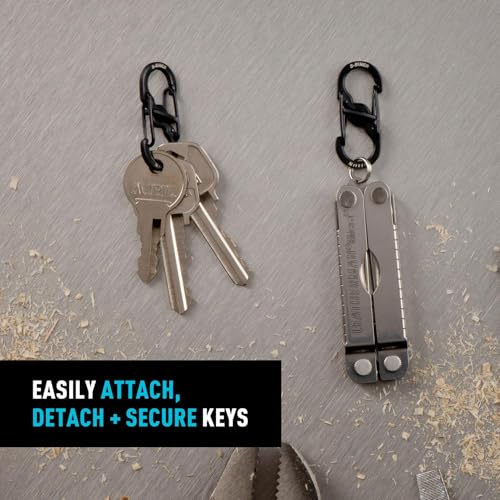 Nite Ize SBiner MicroLock Stainless Steel SBiner with Locking Dual Sided Gates Keep Keys Secure with Carabiner Key Holder Black 2 Pack - Image 3