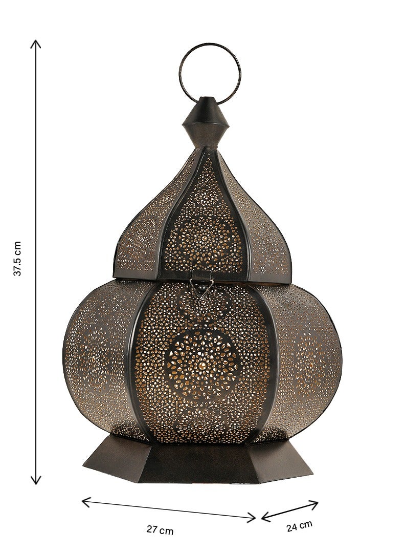 HilalFul Arabesque Deep Brown Decorative Candle Holder Lantern | For Home Decor in Eid, Ramadan, Wedding | Living Room, Bedroom, Indoor, Outdoor Decoration | Islamic Themed | Moroccan - Image 2