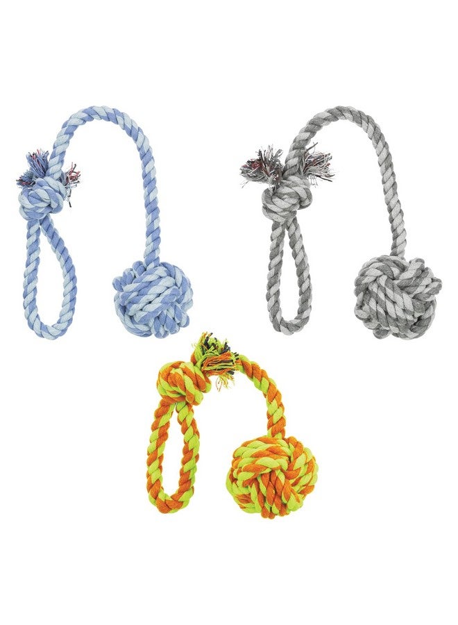 تريكسي لعبة حبل اللعب مع كرة منسوجة، ألعاب شد غير سامة للكلاب، مصنوعة من مزيج من القطن والبوليستر لمزيد من المتانة، تحافظ على نظافة الأسنان، متنوعة - 50 سم (عبوة من 3 قطع) - Image 1