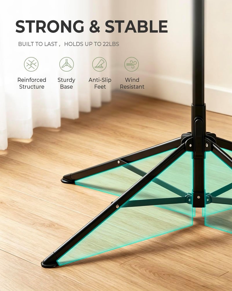 JS HANGER Rotary Clothes Drying Rack, 65 ft Outdoor Umbrella Drying Rack with Easy Push-Pull Handle, Foldable Laundry Drying Rack for Balcony, Patio & Backyard, Space-Saving Air Dryer - Image 5