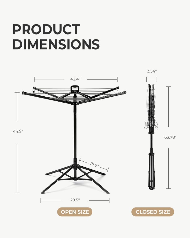 JS HANGER Rotary Clothes Drying Rack, 65 ft Outdoor Umbrella Drying Rack with Easy Push-Pull Handle, Foldable Laundry Drying Rack for Balcony, Patio & Backyard, Space-Saving Air Dryer - Image 4