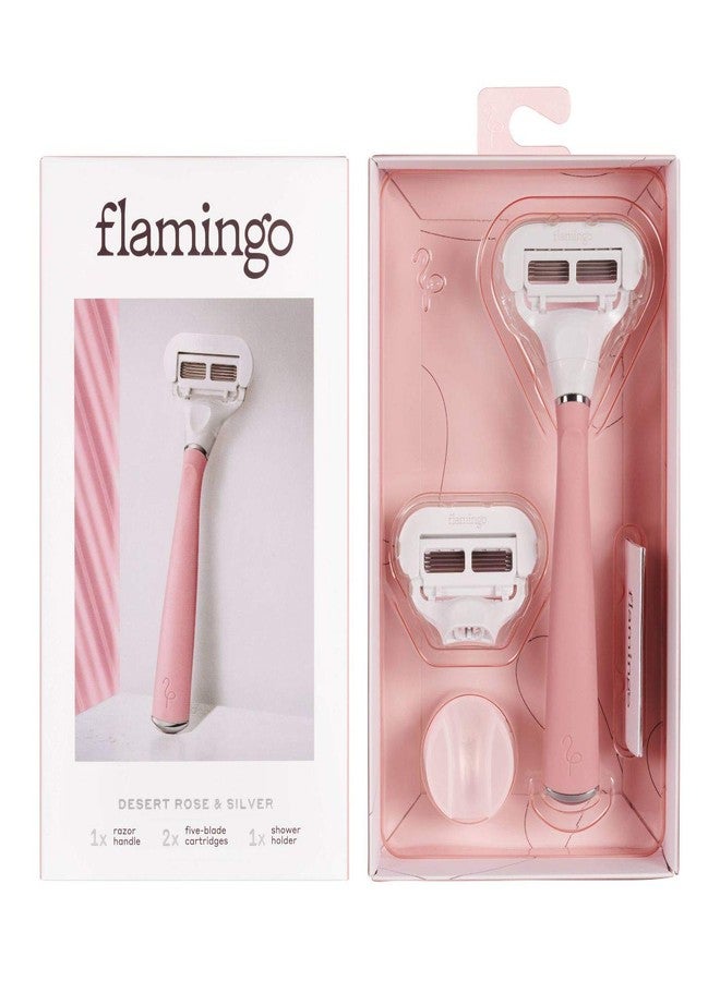 Flamingo Womens 5-blade Razor with Replacement Blade Cartridge - Desert Rose - Image 1