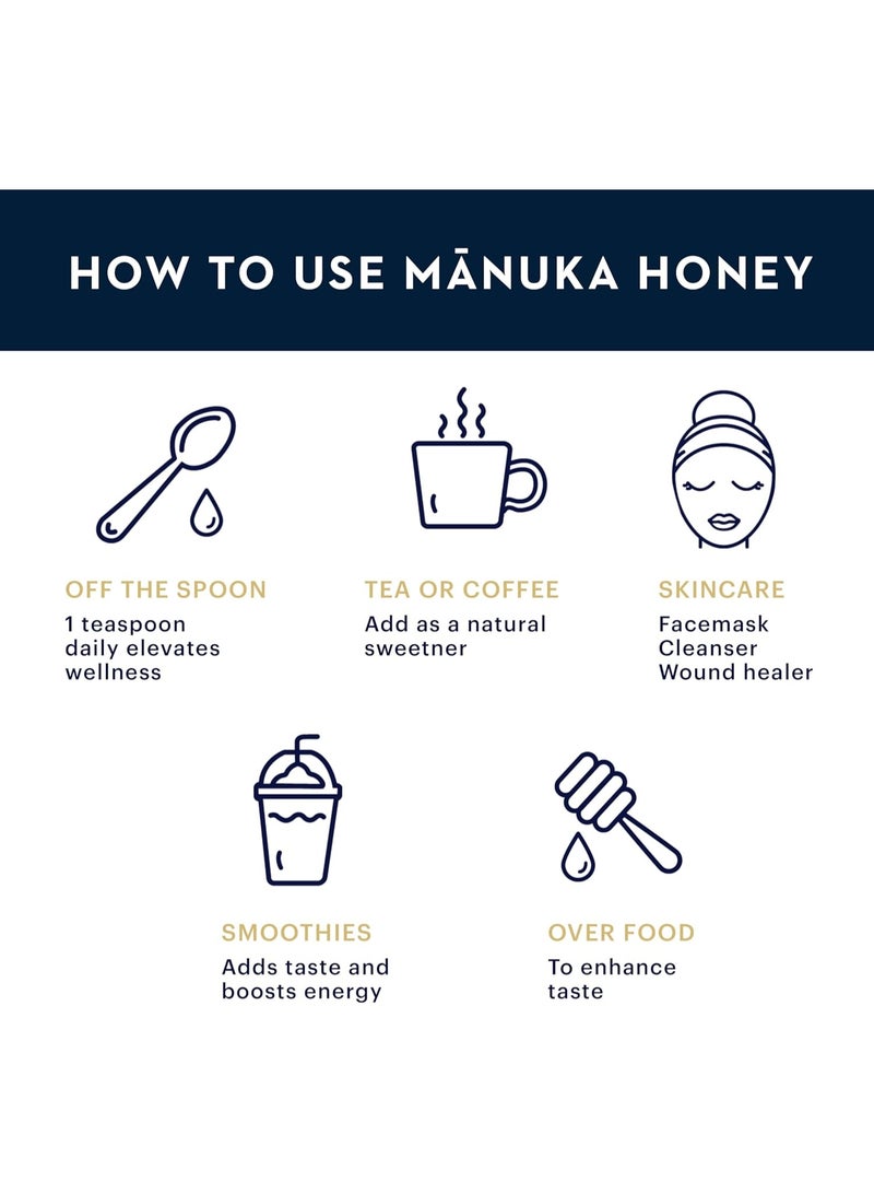 Manuka Health Manuka Honey – UMF 10+ / MGO 263+ – Raw & Unpasteurized – 500g (17.6 oz) - Image 3