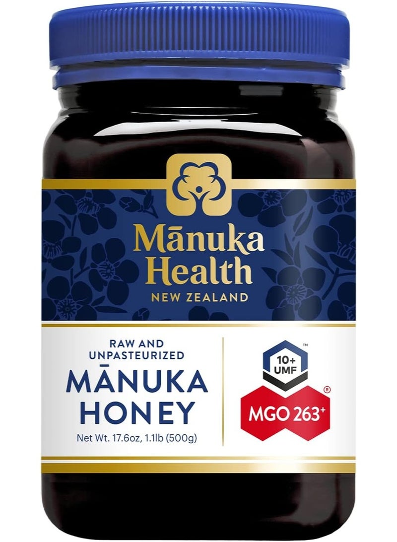 Manuka Health Manuka Honey – UMF 10+ / MGO 263+ – Raw & Unpasteurized – 500g (17.6 oz) - Image 1