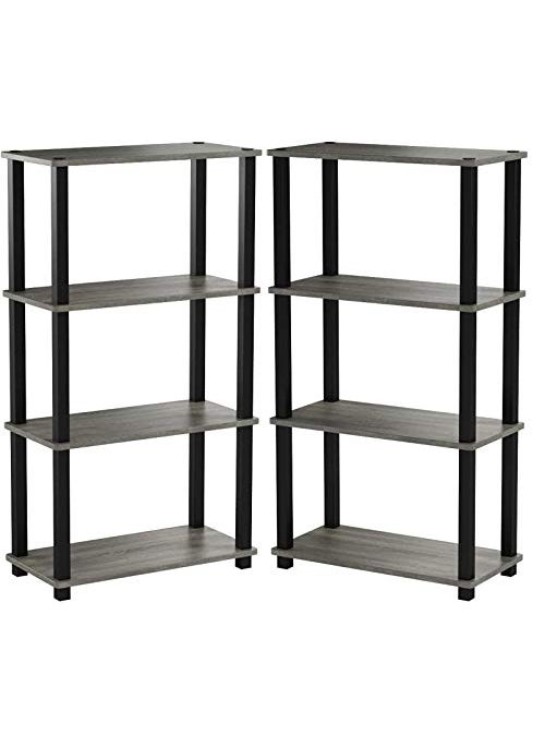 STAR WORK - STAR WORK 4 Layer Tier Stand Shelf Rack Organizer TurnNTube End Table Corner Display Rack Hallway Living Room Metal Easy Assembly Space Saving Industrial Rectangle 4 - Image 1