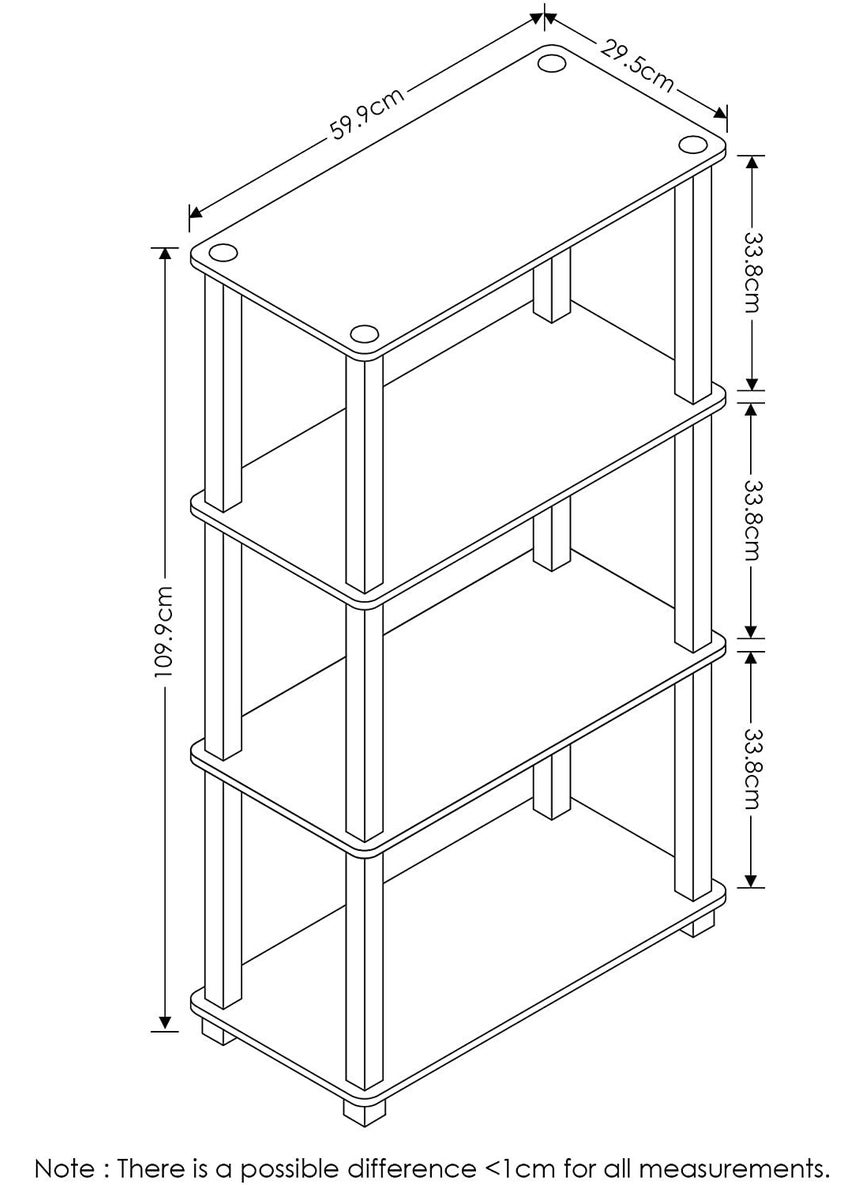 STAR WORK - STAR WORK 4 Layer Tier Stand Shelf Rack Organizer TurnNTube End Table Corner Display Rack Hallway Living Room Metal Easy Assembly Space Saving Industrial Rectangle 4 - Image 1