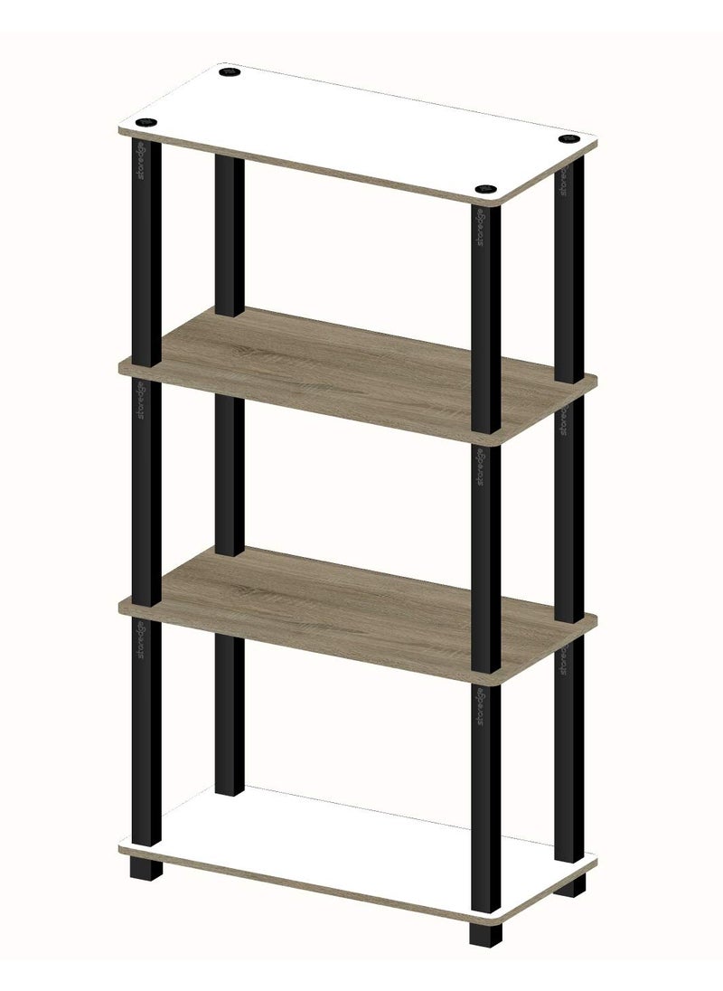 STAR WORK - STAR WORK 4 Layer Tier Stand Shelf Rack Organizer TurnNTube End Table Corner Display Rack Hallway Living Room Metal Easy Assembly Space Saving Industrial Rectangle 4 - Image 1