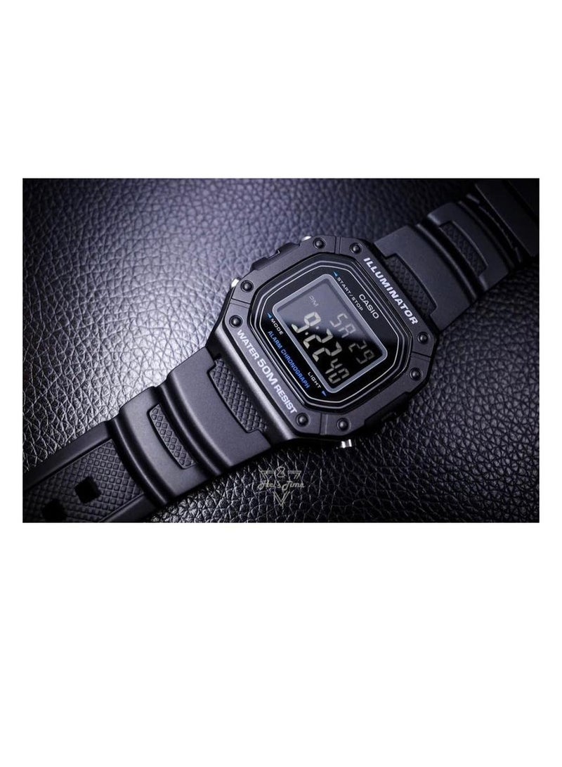 Casio W-218H-1BVDF Black Digital Resin Band Unisex Watch, Modern - Image 2