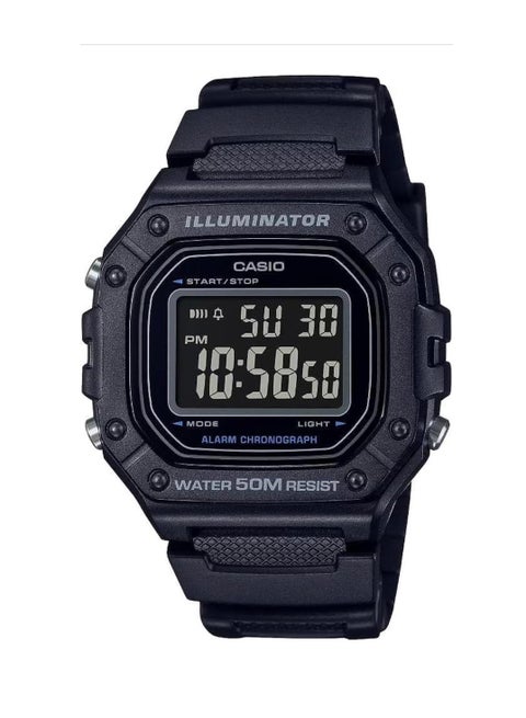 Casio W-218H-1BVDF Black Digital Resin Band Unisex Watch, Modern