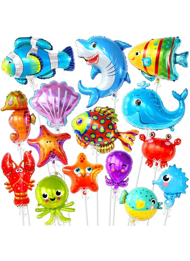 KATCHON , Big Fish Balloons For Under The Sea Decorations - 43 Inch, Pack Of 15 | Ocean Balloons, Under The Sea Balloons | Ocean Animal Balloons, Sea Animal Balloons For Under The Sea Party Decorations  - Image 1