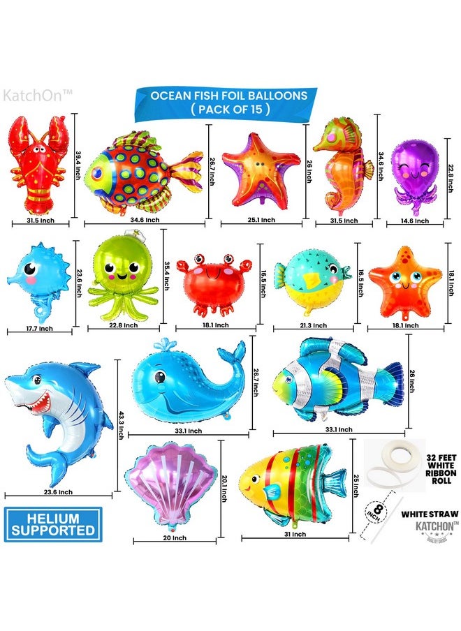 KATCHON , Big Fish Balloons For Under The Sea Decorations - 43 Inch, Pack Of 15 | Ocean Balloons, Under The Sea Balloons | Ocean Animal Balloons, Sea Animal Balloons For Under The Sea Party Decorations  - Image 4