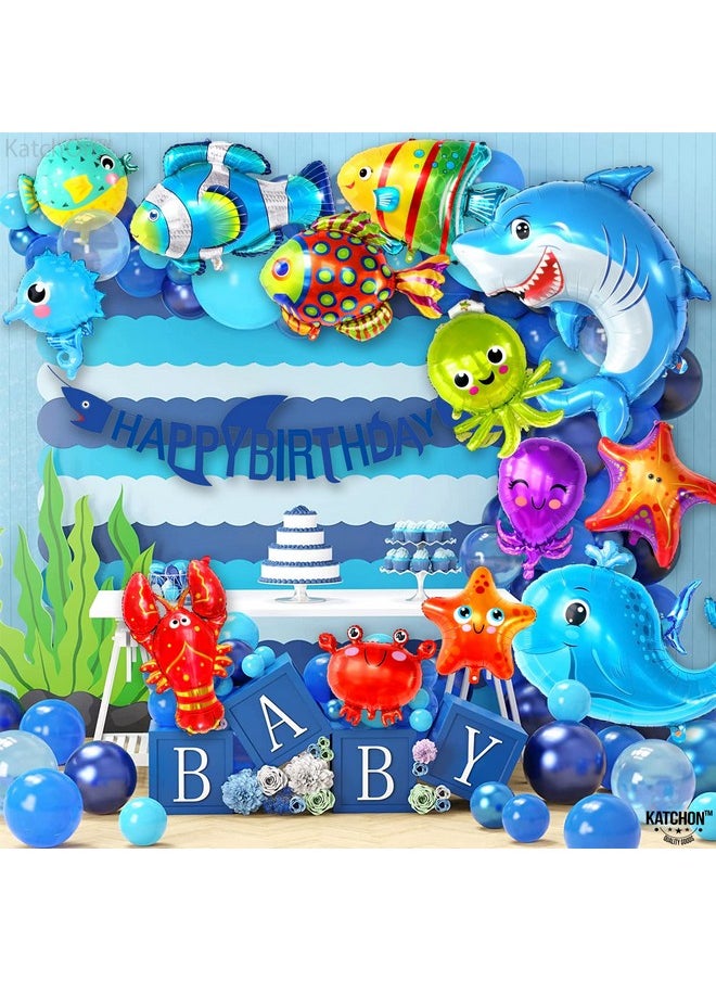 KATCHON , Big Fish Balloons For Under The Sea Decorations - 43 Inch, Pack Of 15 | Ocean Balloons, Under The Sea Balloons | Ocean Animal Balloons, Sea Animal Balloons For Under The Sea Party Decorations  - Image 5