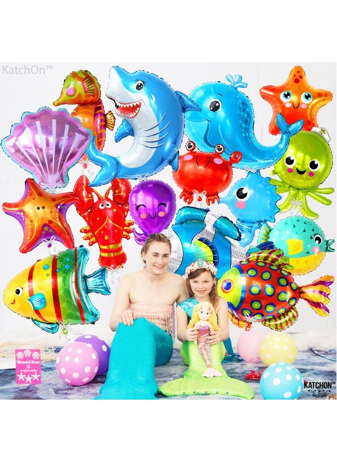 KATCHON , Big Fish Balloons For Under The Sea Decorations - 43 Inch, Pack Of 15 | Ocean Balloons, Under The Sea Balloons | Ocean Animal Balloons, Sea Animal Balloons For Under The Sea Party Decorations  - Image 2