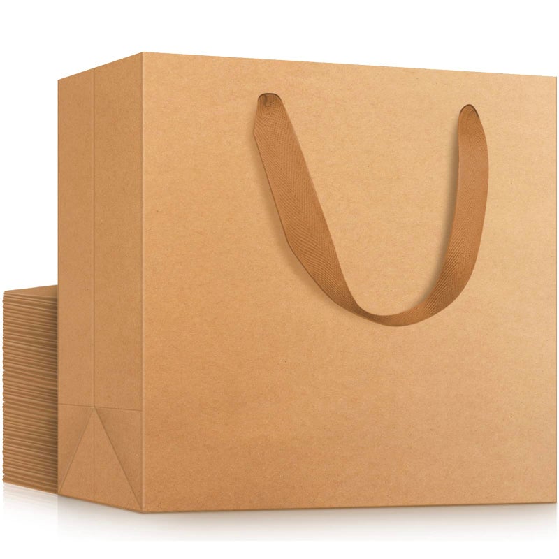 Paper Bags Eusoar 25pcs 86 x 39 x 7 Brown Kraft Paper Bags with Handles Kraft Shopping Bags Party Bags Retail Handle Bags Merchandise Bags Wedding Party Bags