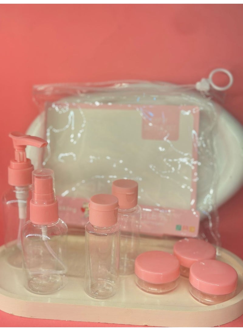 7 Pieces Luxury Refillable Travel Bottles Set Lotion Shampoo Shower Gel Empty Container for Liquid Cosmetic Packing Tool (may vary color) - Image 1